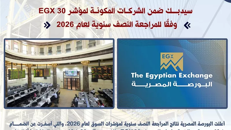 سيدبك تنضم إلى مؤشر EGX30 وفقًا للمراجعة النصف سنوية لعام 2026